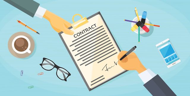 illustration of someone signing a contract
